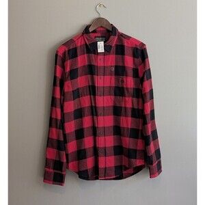 Aeropostale Size Medium New Red Flannel Shirt Plaid Air Softspun Mens Black LS